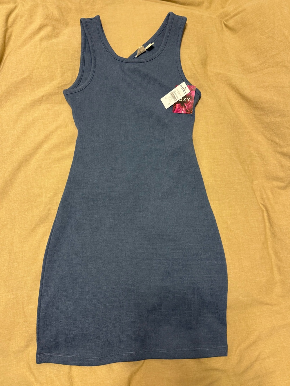 Roxy Solid Navy Ribbed Tank Mini Dress